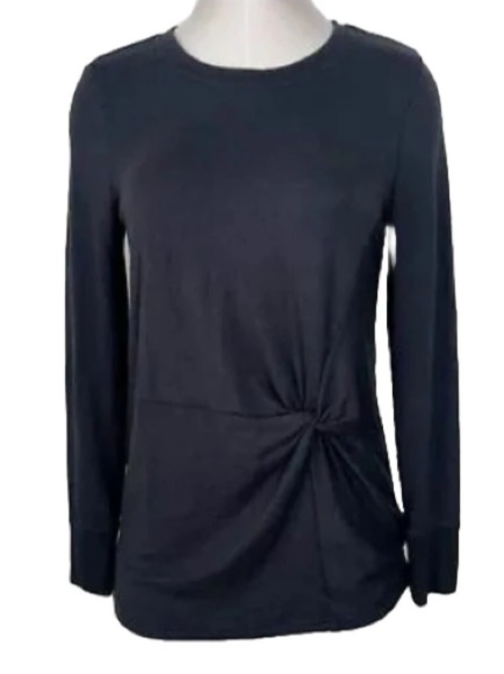 Athleta Womens Sweatshirt Clarity Twist Knot Front Black Pullover Long Sleeves M